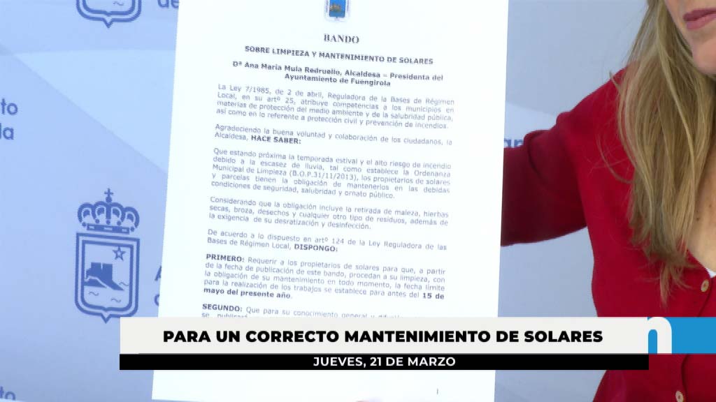 Lee más sobre el artículo El Ayuntamiento insta a los propietarios de solares a su limpieza y mantenimiento