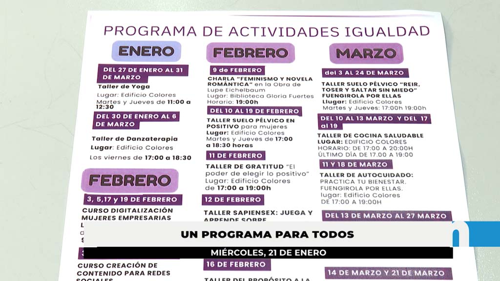 Lee más sobre el artículo Completa programación del Área de Igualdad para el primer trimestre del año